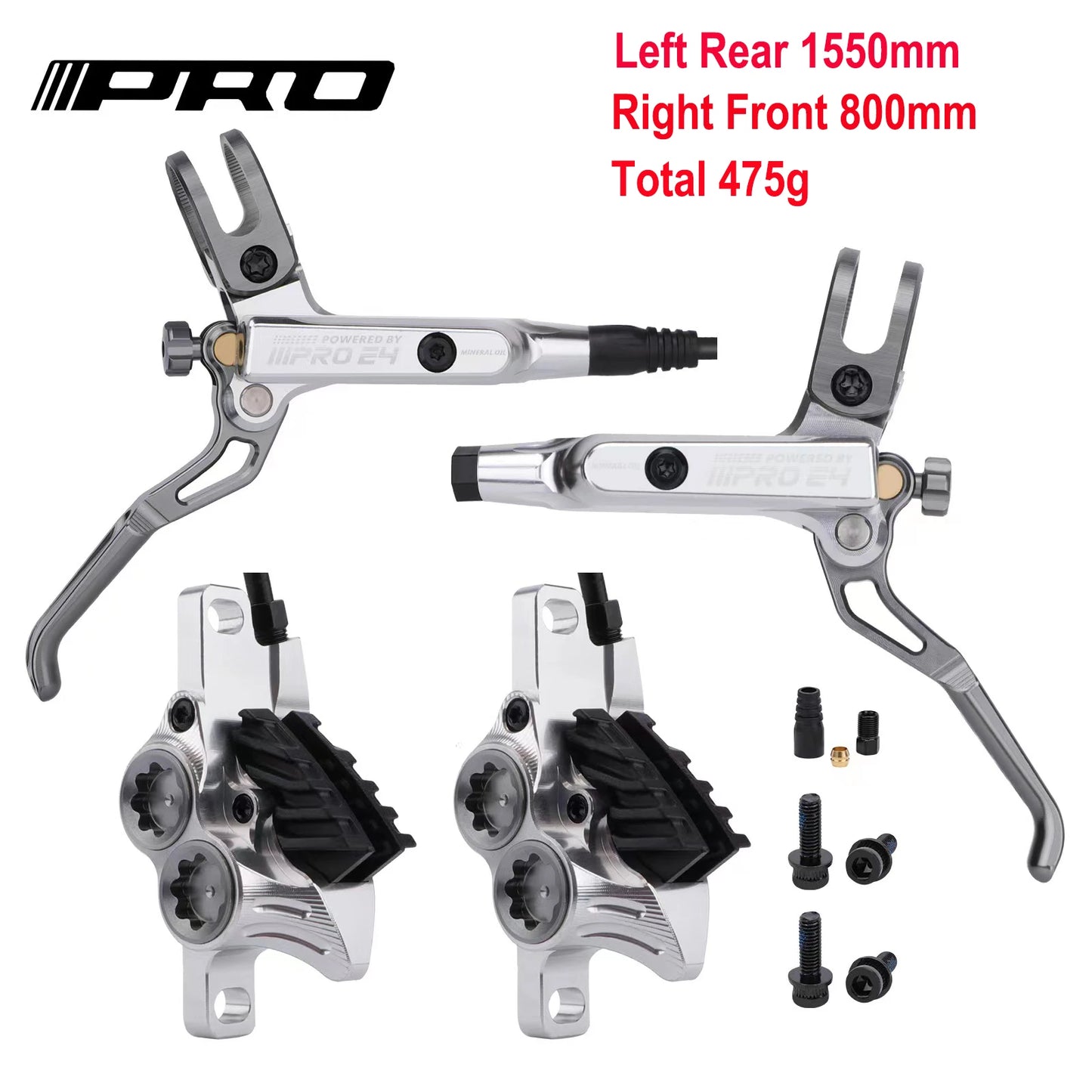 IIIPRO E4 Brake Ultralight 4 Piston Bicycle Hydraulic Brake 800/1550mm MTB Brake Cooling Oil Pressure AM DH Road Bike Disc Brake