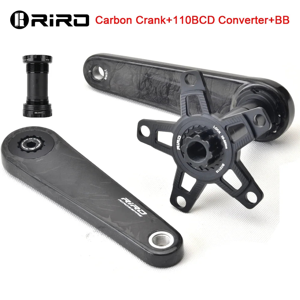 RIRO Carbon Fiber Road Crankset 29MM 50-34/52-36/53-39T Compatible with 11/12 Speed Shimano Direct Mount /110/130BCD Chainrings