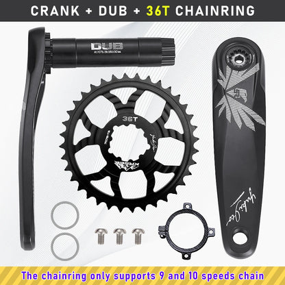 KRSEC Ultralight MTB Bike Crank DUB Axis Diameter 28.9mm Mountain Bicycle Crankset 170mm 3-nail Straight Installation For Enduro