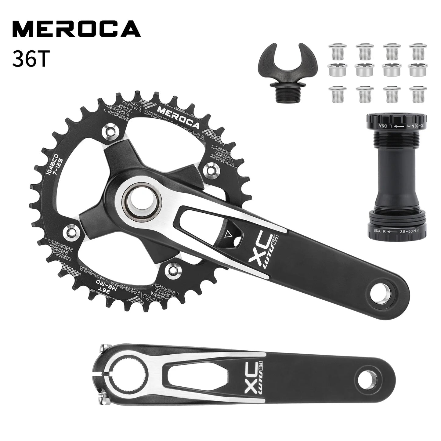 LUTU XC Hollow Integrated Crank MTB Cranks - Direct Mount MTB Single Chainring Aluminum Crankset MTB Accessories