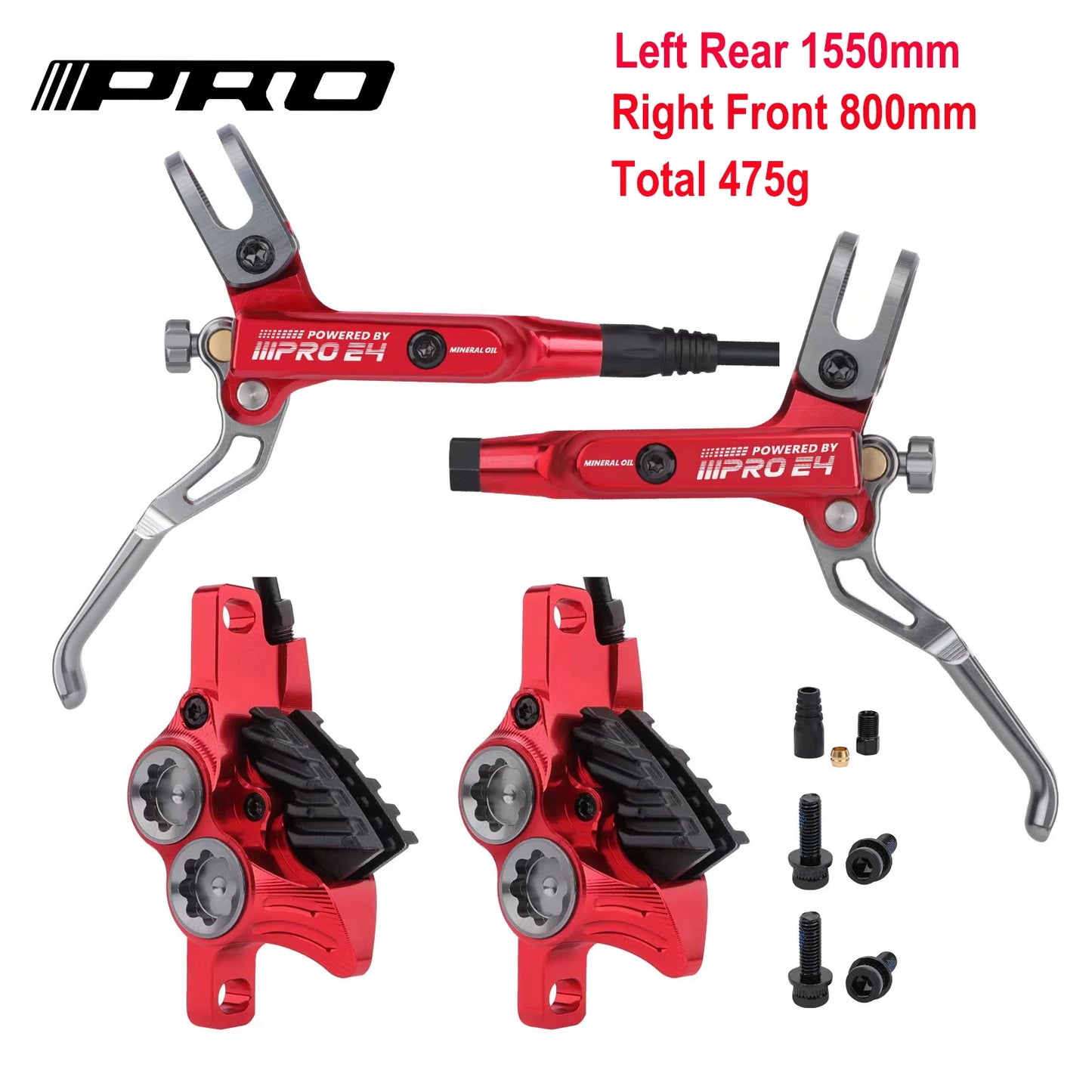 IIIPRO E4 Brake Ultralight 4 Piston Bicycle Hydraulic Brake 800/1550mm MTB Brake Cooling Oil Pressure AM DH Road Bike Disc Brake
