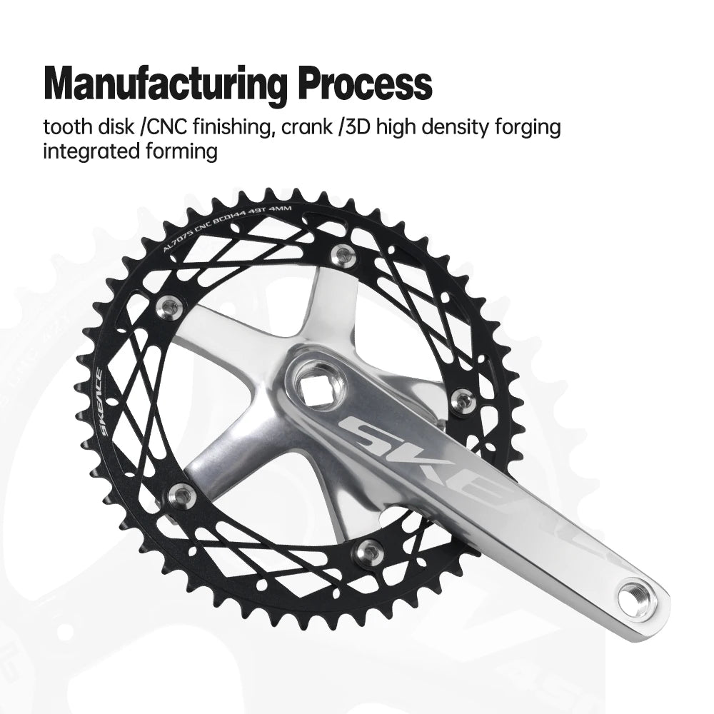 SKEACE 48T/49T Aluminum Alloy Bicycle Crank Set 144BCD Single Speed Crank Chain Wheel 165mm Crank Road Fix Gear Track Bicycle