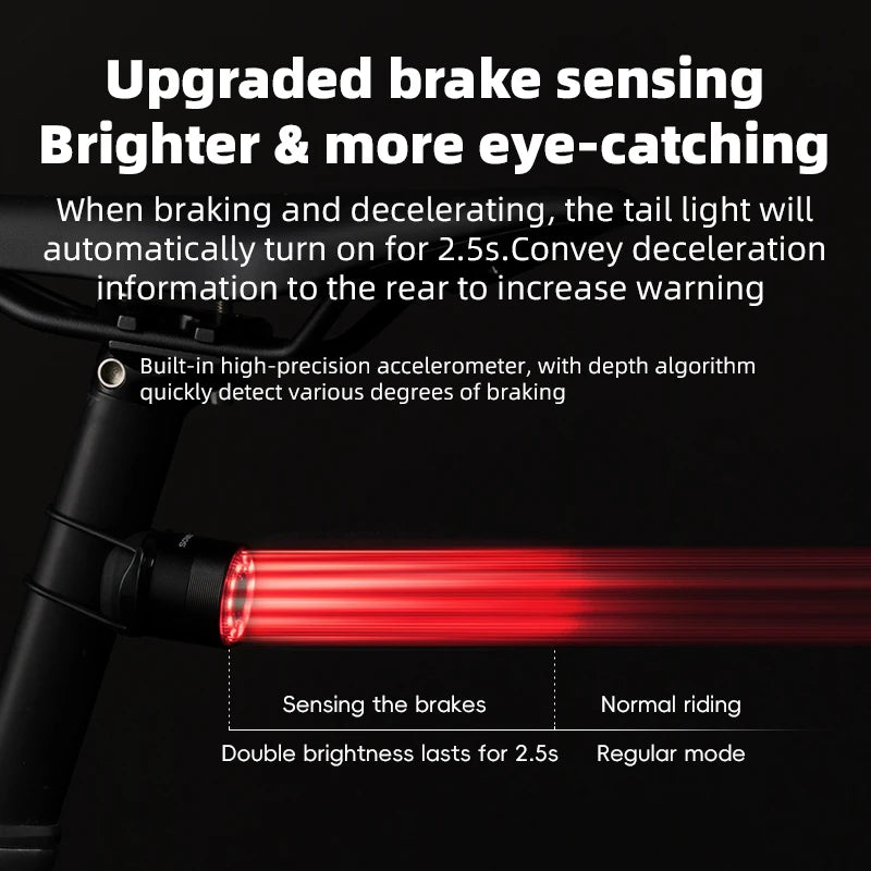 ROCKBROS Bicycle Tail Light Smart Brake Sensing Rear Bike