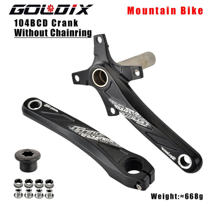 GOLDIX 104BCD Wide and narrow teeth bicycle crankset 170/175mm crank Round/Oval chain ring 32T/34T/36T/38T Bicycle crankset