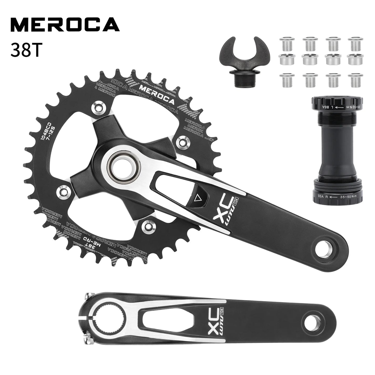 LUTU XC Hollow Integrated Crank MTB Cranks - Direct Mount MTB Single Chainring Aluminum Crankset MTB Accessories