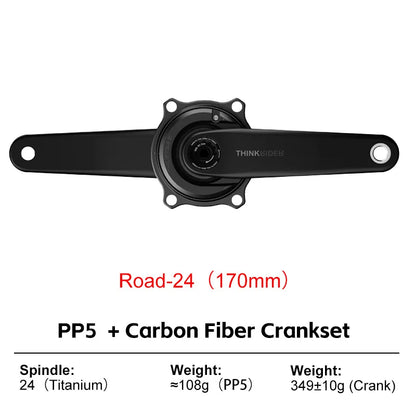 THINKRIDER PP5 Bike Carbon Fiber Spider Power Meter Crankset 24MM 160-175mm ANT+ BLE for  Road Bike