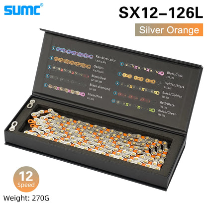 Bicycle Chain SUMC 12Speed Diamond Color Bike Chain MTB Mountain Road Bike UltraLight and Durable 12S Missing Link Chain 12V