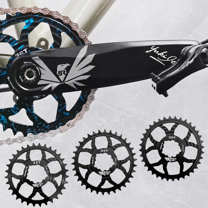 KRSEC Ultralight MTB Bike Crank DUB Axis Diameter 28.9mm Mountain Bicycle Crankset 170mm 3-nail Straight Installation For Enduro