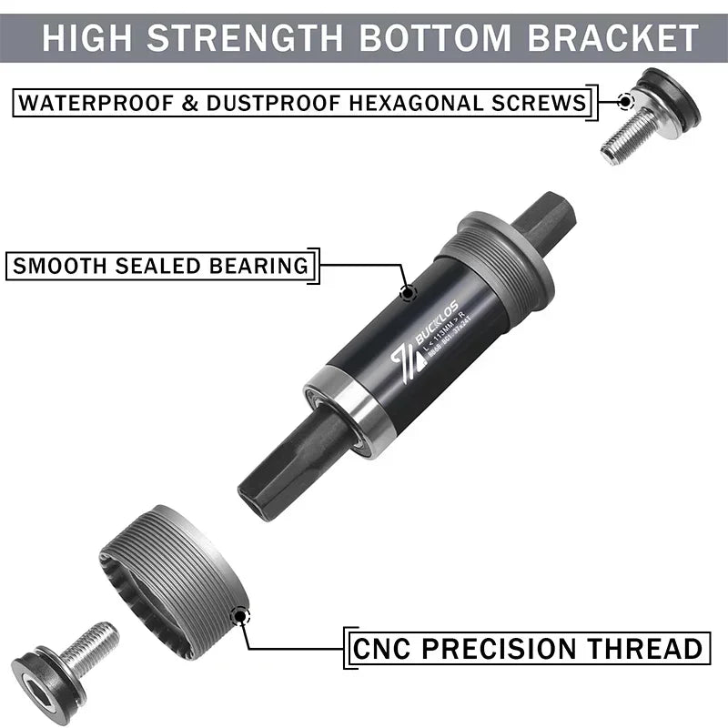 BUCKLOS Bike Bottom Bracket Square Hole Road Mountain Bike E-Bike Crank BB BB68 BB80 BB90 BB100 BB110 BB120 MTB Crankset Parts
