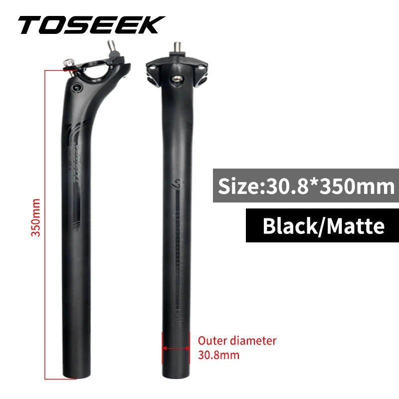 TOSEEK Carbon Seatpost 27.2/31.6mm 400mm Offset 20mm Matte Black MTB Road Bike Bicycle Seat Post Parts