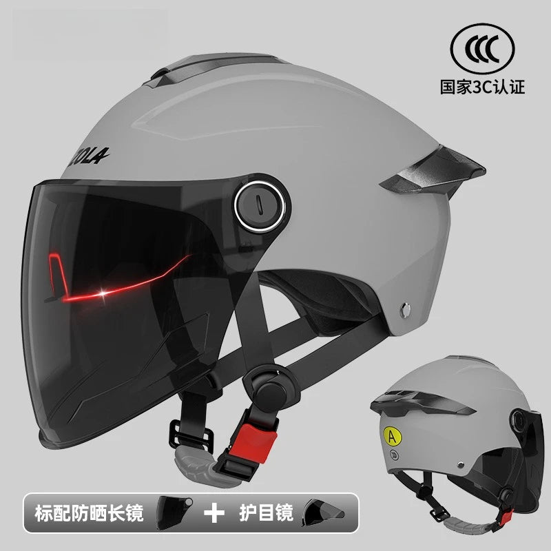 Lightweight Motorcycle  E-Bike Helmet For Men/Women  UV Protective All-Season Safety Helmet With Sun Visor