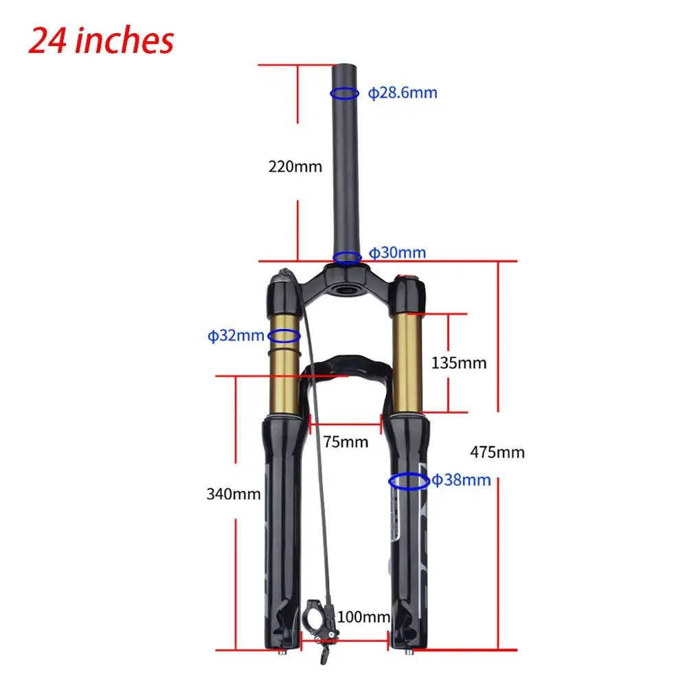 BOLANY Mountain Bike Forks Shock Suspension 20/24 inch fork 135mm travel Air Suspension MTB Fork Bike Accessories