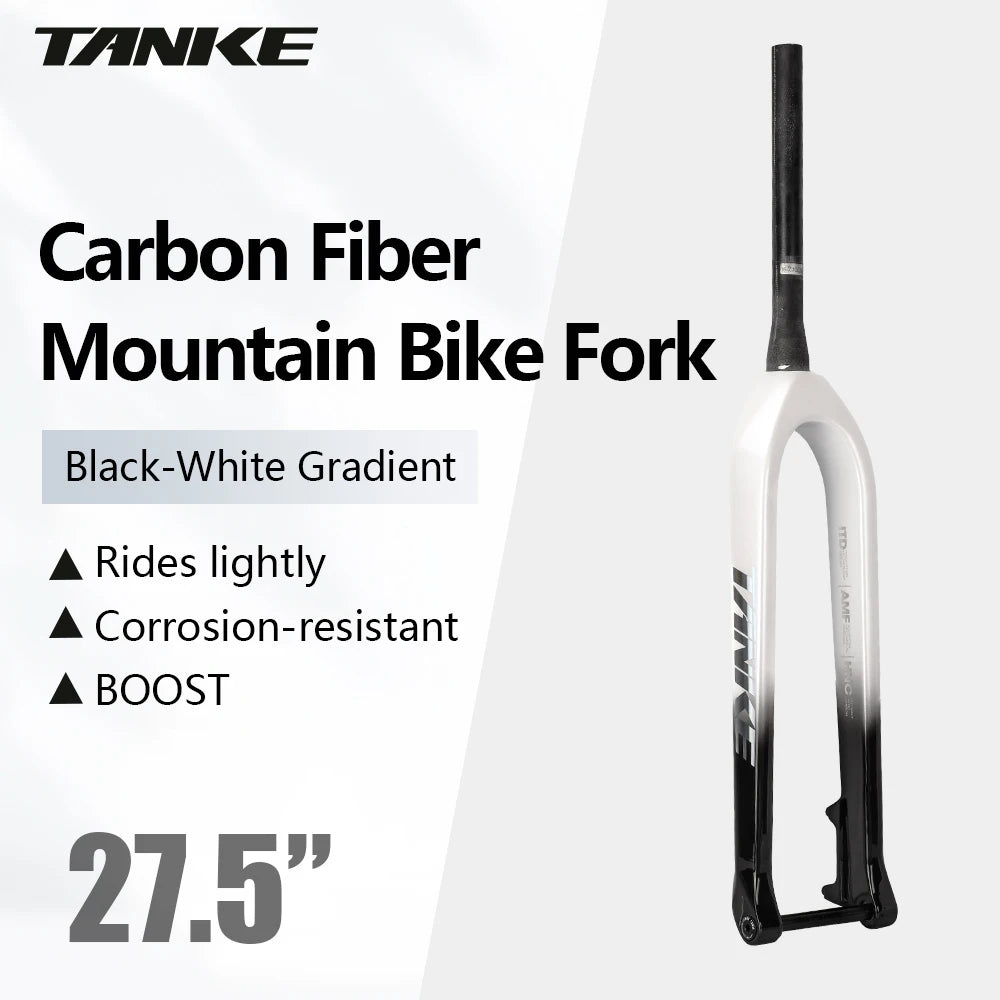 TANKE MTB Hard Fork Bicycle Suspension carbon fiber 26/27.5/29inch Universal Mountain Bike Fork Straight Cone 28.6mm Boost T800