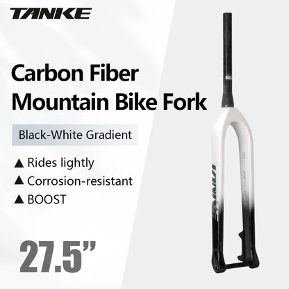 TANKE MTB Hard Fork Bicycle Suspension carbon fiber 26/27.5/29inch Universal Mountain Bike Fork Straight Cone 28.6mm Boost T800