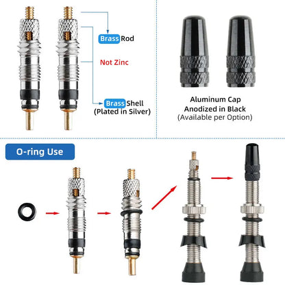 Bicycle No Tube Presta/FV Valve Brass/Alloy Stem Detachable Brass Core 40-120mm Road Bike Tubeless  Core Tool