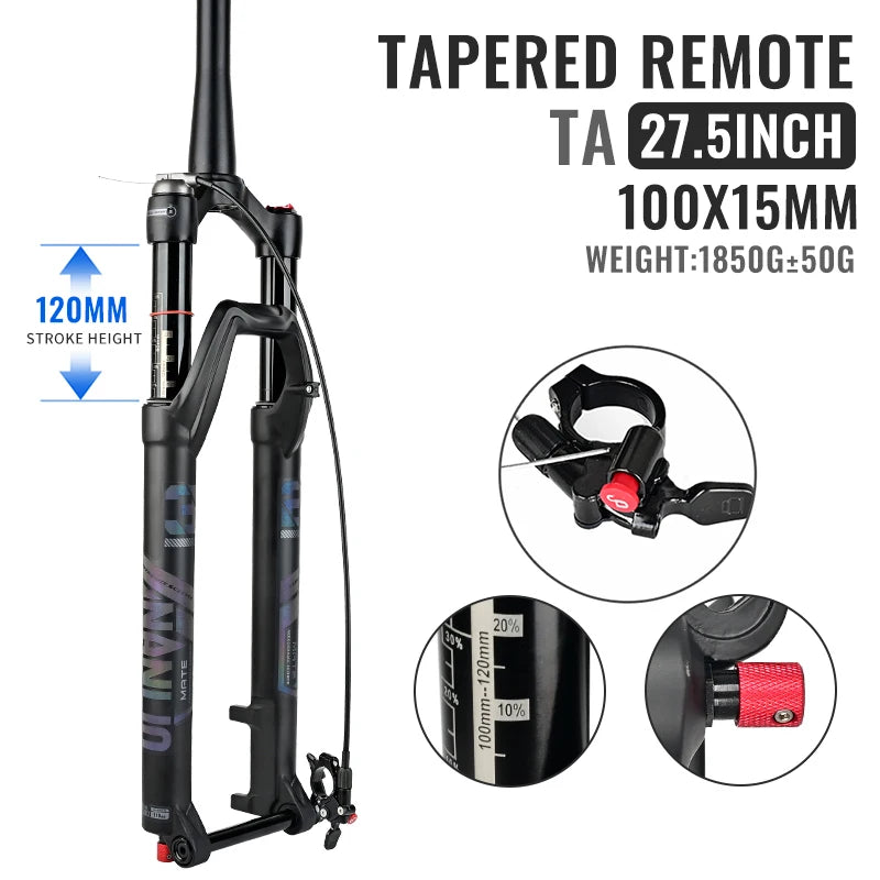 NANLIO X7 PRO MTB Air Suspension Fork 26/27.5/29er 120/140mm Rebound Remote Lockout Straight/Tapered 100x9/100x15mm QR/Thru Axle