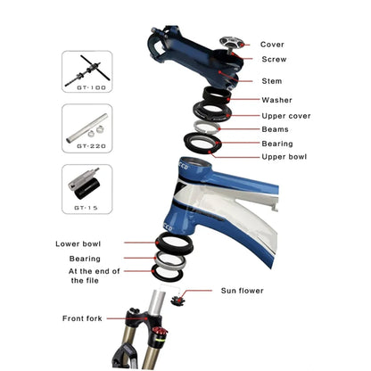 Bicycle Headset 44mm 2 Bearing Clock 1 1/8 For Road MTB Bike BMX Integrated Steering Parts For 28.6 Straight Tube Fork
