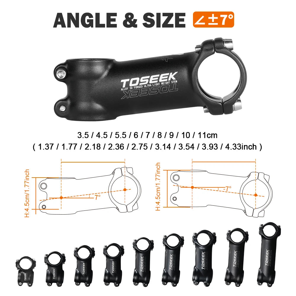 TOSEEK Bicycle Handlebar Stem 60/70/80/90/100mm MTB Stem 28.6mm 31.8mm Negative Power Mtb Lightweight Road Bike Table