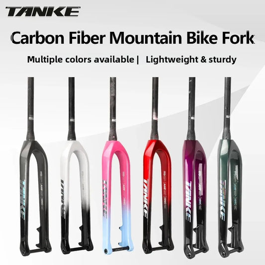 TANKE MTB Hard Fork Bicycle Suspension carbon fiber 26/27.5/29inch Universal Mountain Bike Fork Straight Cone 28.6mm Boost T800