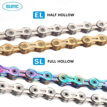 SUMC Bicycle Chain 9 10 11 12 Speed 9s 10s 11s 12s Titanium Ultralight MTB Mountain Road Bike Chains Gold Rainbow Bike Chain