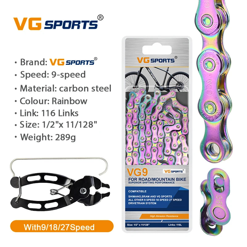 1pc VG Sports 8 9 10 11 Speed Velocidade Bicycle Chain 8s 9s 10s 11s MTB Mountain Road Bike Chain Bike Parts Bicycle Accessories