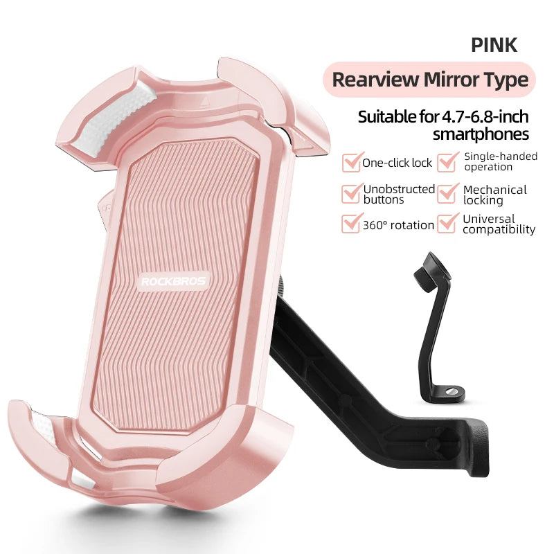 ROCKBROS Bicycle Phone Mount 4.7-6.8 Inch Shockproof 360° Rotate E-bike Motocycle Bike Phone Holder Cycling Phone Stand Bracket