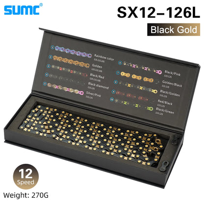 Bicycle Chain SUMC 12Speed Diamond Color Bike Chain MTB Mountain Road Bike UltraLight and Durable 12S Missing Link Chain 12V