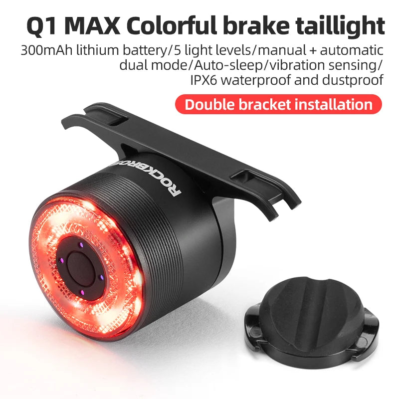 ROCKBROS Bicycle Tail Light Smart Brake Sensing Rear Bike