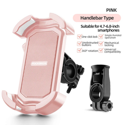 ROCKBROS Bicycle Phone Mount 4.7-6.8 Inch Shockproof 360° Rotate E-bike Motocycle Bike Phone Holder Cycling Phone Stand Bracket