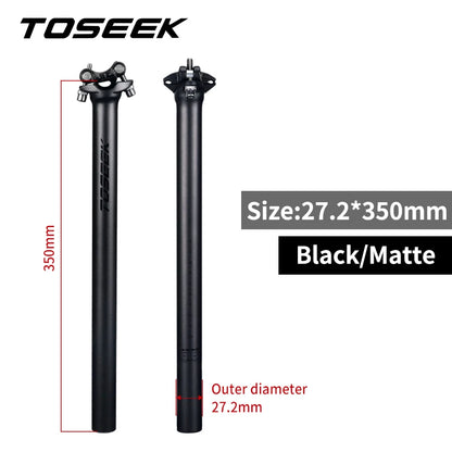 TOSEEK ZF-One Carbon Seatpost 27.2/30.8/31.6mm Matte Black MTB/Road Bike Seat Post Length 280mm Seat Tube Bicycle Parts