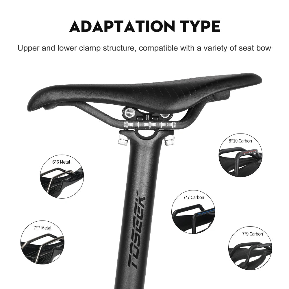 TOSEEK ZF-One Carbon Seatpost 27.2/30.8/31.6mm Matte Black MTB/Road Bike Seat Post Length 280mm Seat Tube Bicycle Parts