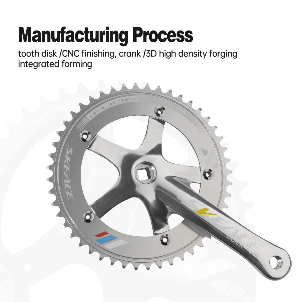 SKEACE 48T Bicycle Crankset Fixed Gear Chain Wheel BCD 144mm Spindle 110mm Racing Bike Crank Single Speed Chainring BMX Part