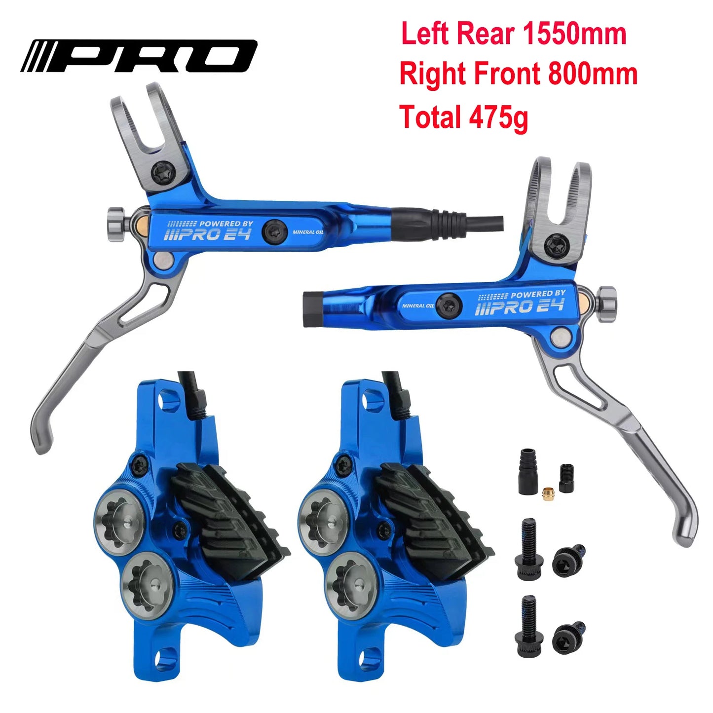 IIIPRO E4 Brake Ultralight 4 Piston Bicycle Hydraulic Brake 800/1550mm MTB Brake Cooling Oil Pressure AM DH Road Bike Disc Brake