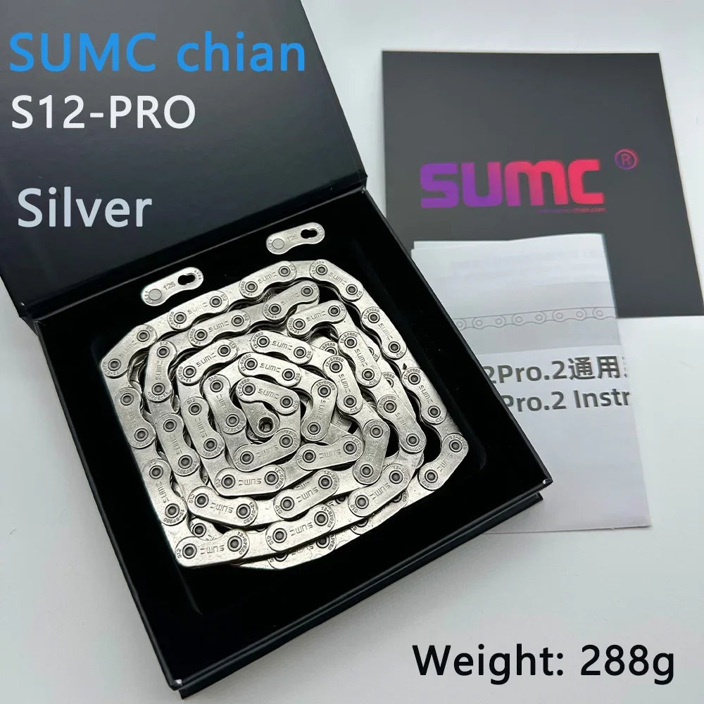 sumc 12 speed bike chain crescent chain road bike mountain  126 links ultra light bicycle chain for Shimano