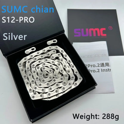 sumc 12 speed bike chain crescent chain road bike mountain  126 links ultra light bicycle chain for Shimano