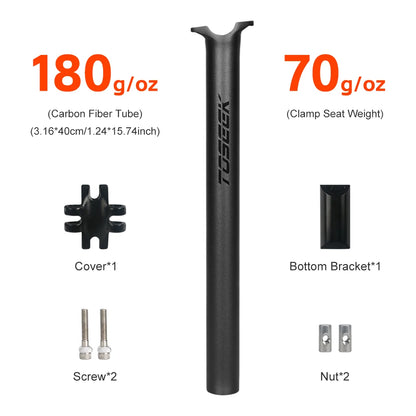 TOSEEK ZF-One Carbon Seatpost 27.2/30.8/31.6mm Matte Black MTB/Road Bike Seat Post Length 280mm Seat Tube Bicycle Parts