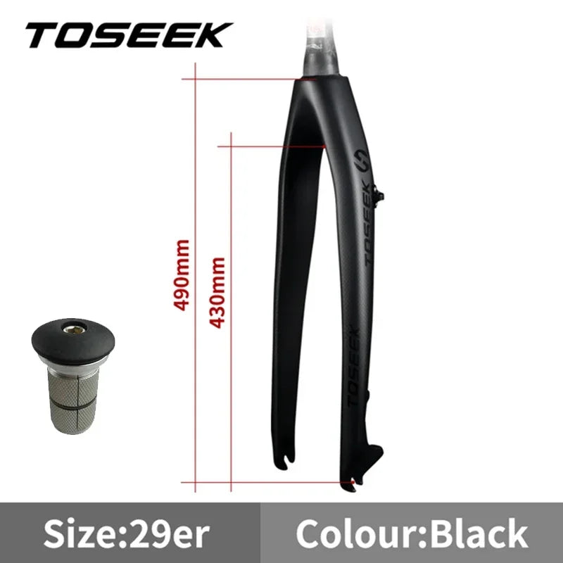 TOSEEK 26 /27.5/29 Inch Carbon Fiber Bike Fork Straight/Tapared Tube MTB Fork 9*100mm Mountain Bike Fork Bicycle Rigid Fork