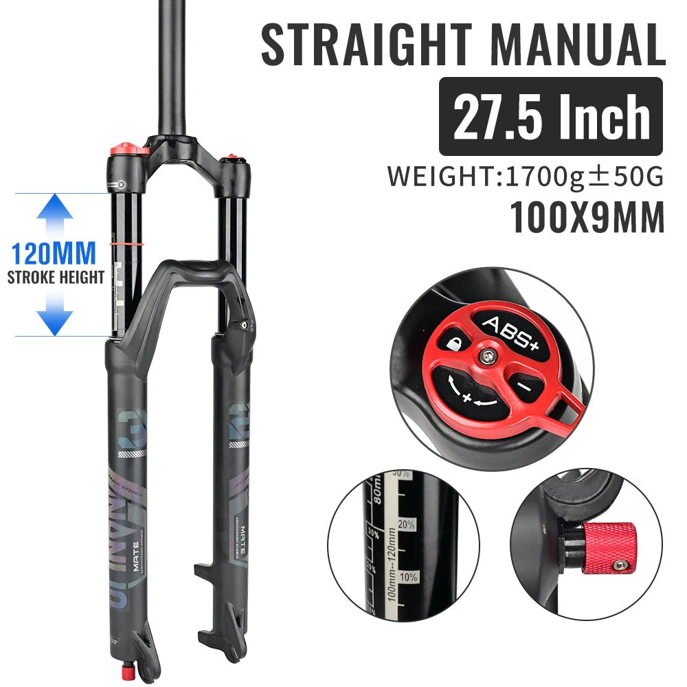 NANLIO X7 PRO MTB Air Suspension Fork 26/27.5/29er 120/140mm Rebound Remote Lockout Straight/Tapered 100x9/100x15mm QR/Thru Axle
