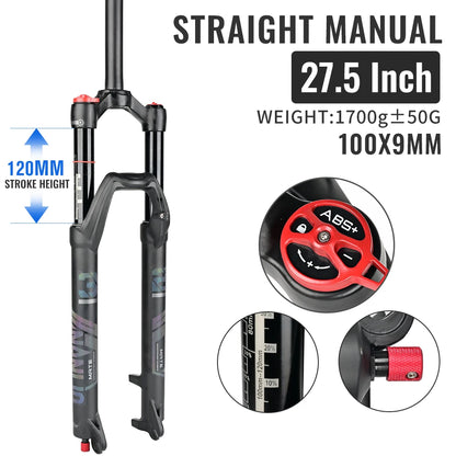 NANLIO X7 PRO MTB Air Suspension Fork 26/27.5/29er 120/140mm Rebound Remote Lockout Straight/Tapered 100x9/100x15mm QR/Thru Axle