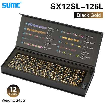 Bicycle Chain SUMC 12Speed Diamond Color Bike Chain MTB Mountain Road Bike UltraLight and Durable 12S Missing Link Chain 12V