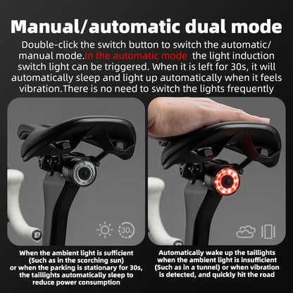 ROCKBROS Bicycle Tail Light Smart Brake Sensing Rear Bike