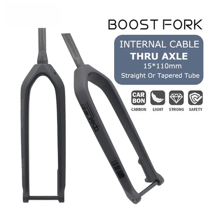 Full Carbon MTB Fork for XC & Gravel | 15*110mm Boost Thru-Axle | Fits 26/27.5/29" | Disc Brake |  Straight/ Tapered Steere