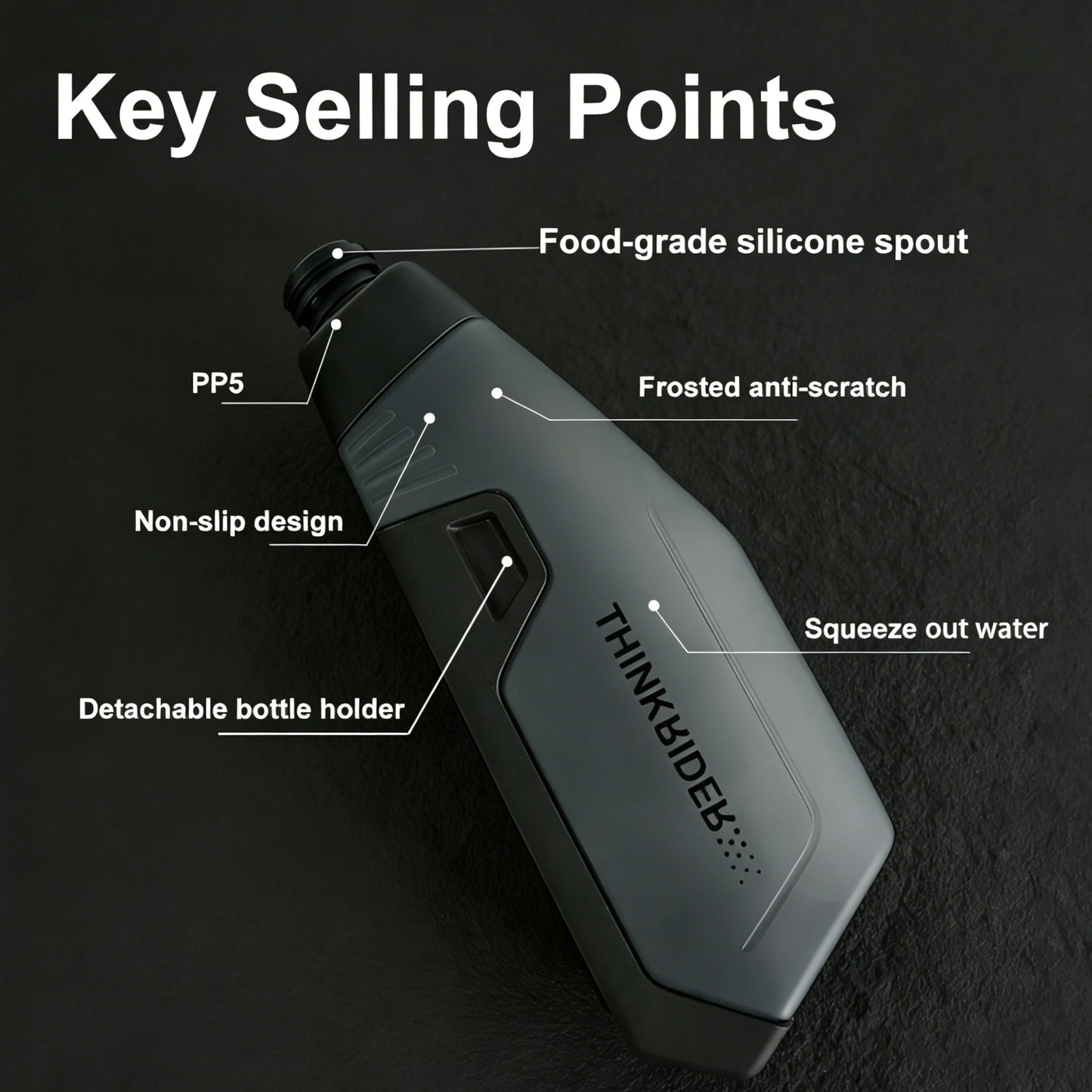 ThinkRider Aerodynamic Bicycle Bottle Cage, 650ml Bike Water Bottle, Fits MTB & Road Bike Frames