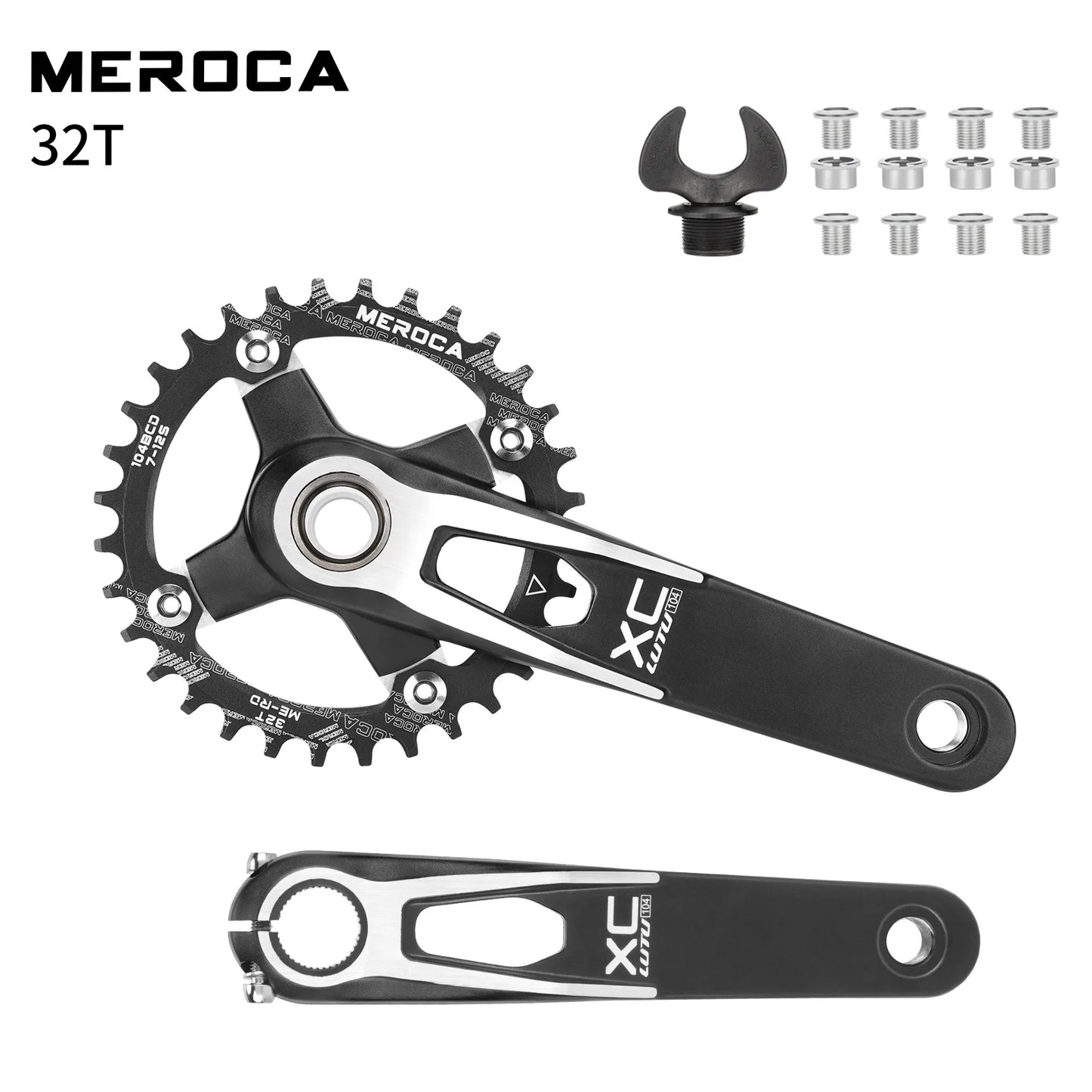 LUTU XC Hollow Integrated Crank MTB Cranks - Direct Mount MTB Single Chainring Aluminum Crankset MTB Accessories