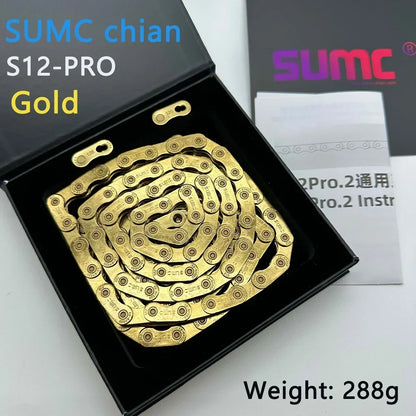 sumc 12 speed bike chain crescent chain road bike mountain  126 links ultra light bicycle chain for Shimano