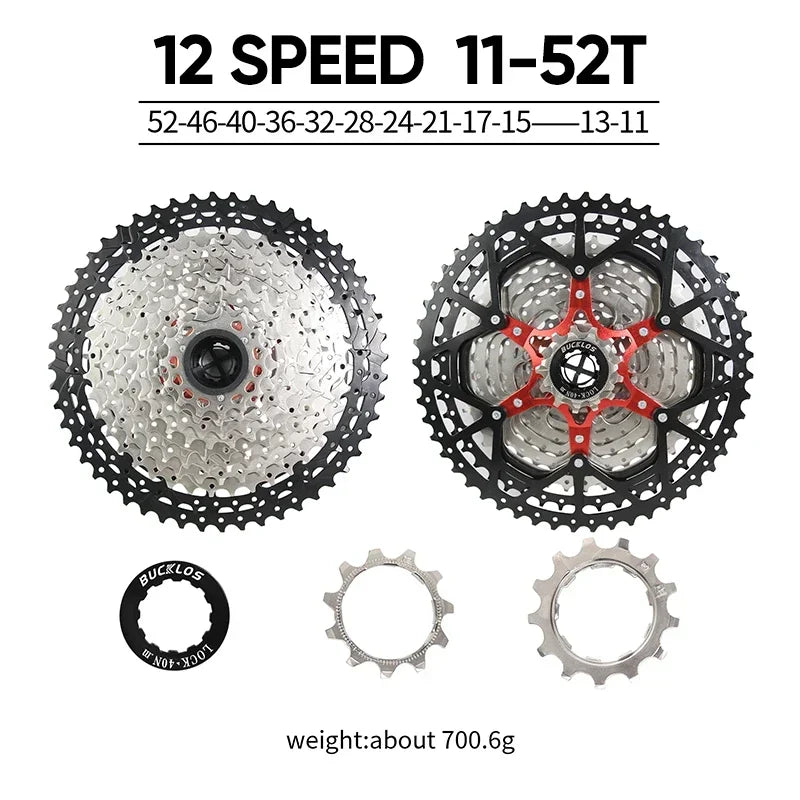 BUCKLOS Bicycle Flywheel 8/9/10/11/12 Speed Bike Cassette 36T/40T/42T/46T/50T/52T MTB Road Bike Freewheel for SHIMANO HG K7 Part