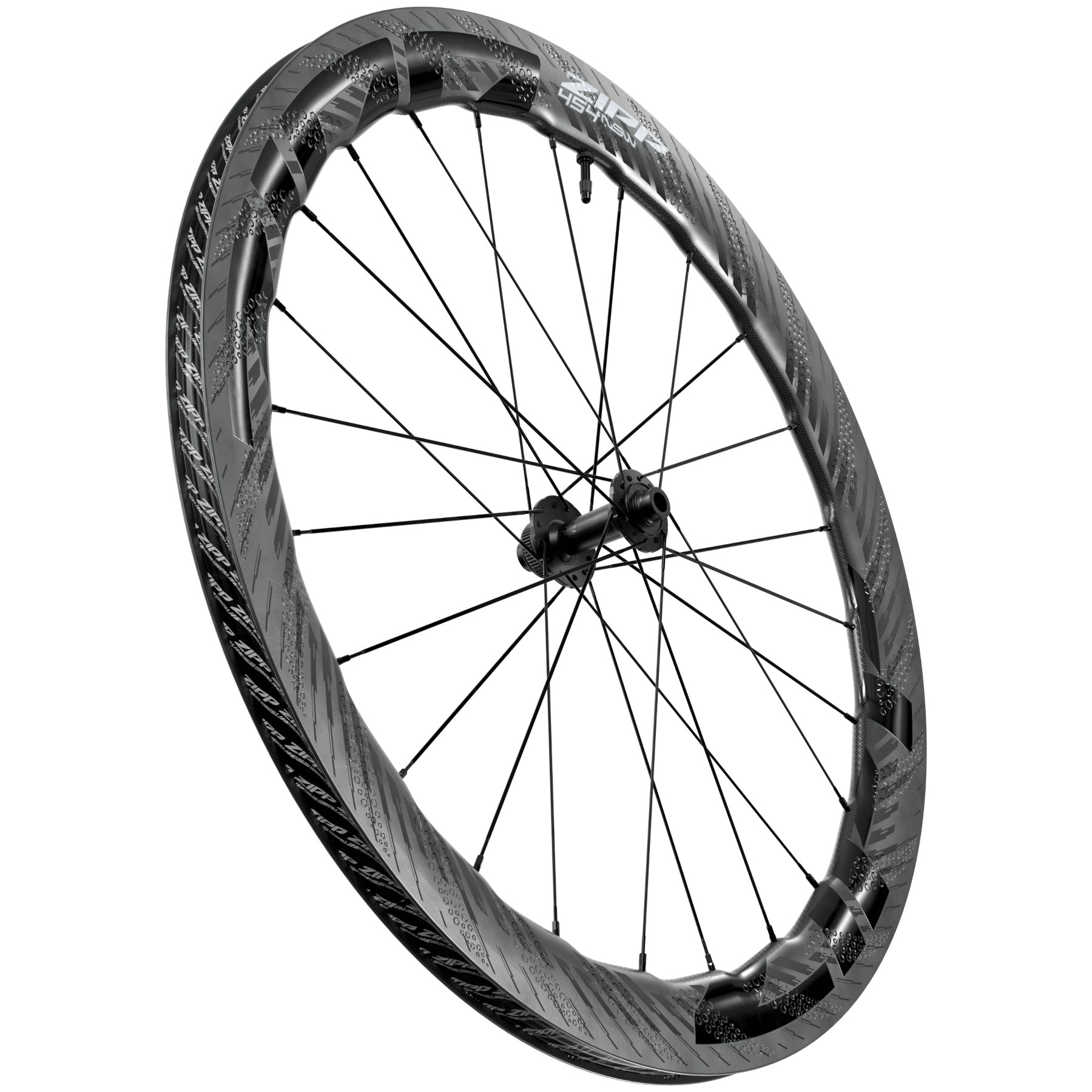 Zipp 454 NSW SawTooth hookless carbon front wheel side view