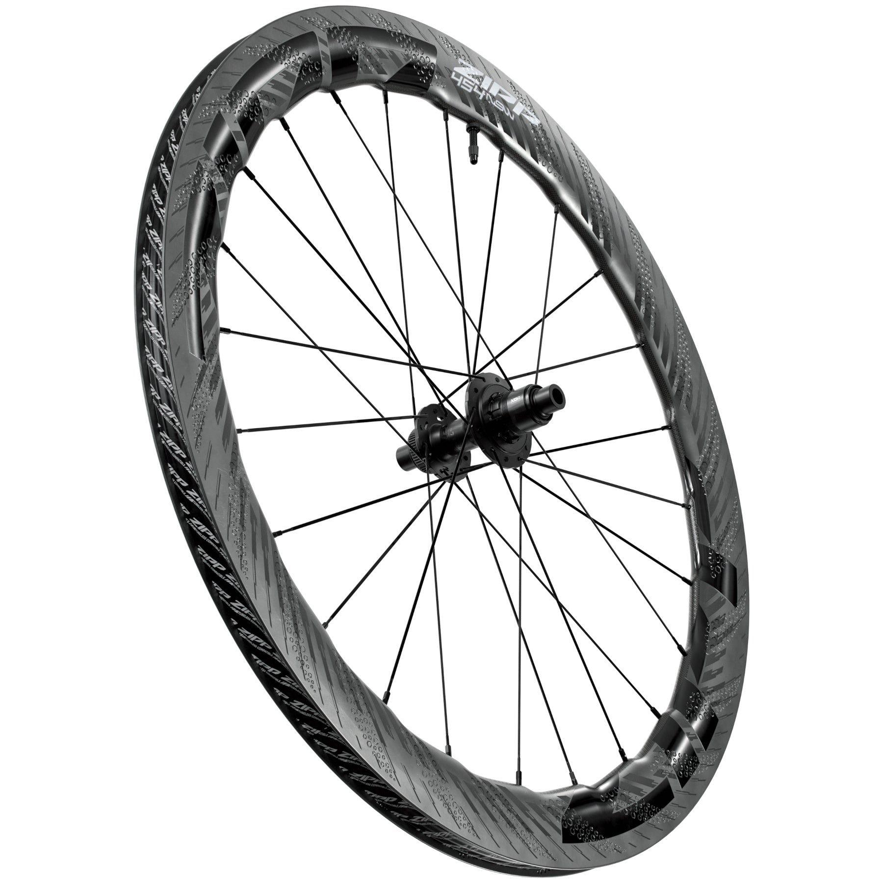 Zipp 454 NSW SawTooth hookless carbon rear wheel side view